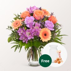 Flower Bouquet Herbstlaune with vase & 3 Ferrero Giotto