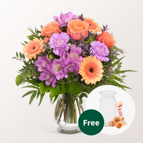 Flower Bouquet Herbstlaune with vase & 3 Ferrero Giotto