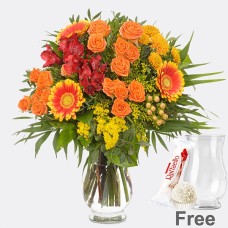 Flower Bouquet Herbsttraum with vase & Ferrero Raffaello