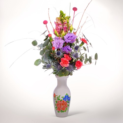 Flower bouquet spring dance with vase