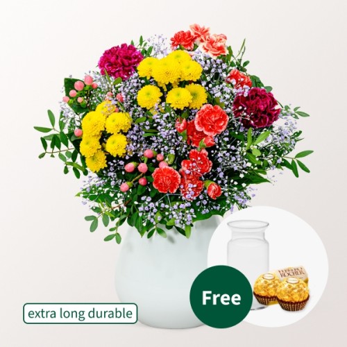 Flower Bouquet BlÃ¼tenfreude with vase & 2 Ferrero Rocher