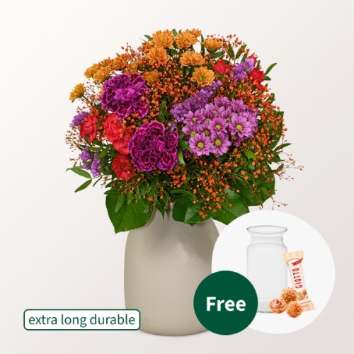 Flower Bouquet HerbstblÃ¼ten with vase & 3 Ferrero Giotto