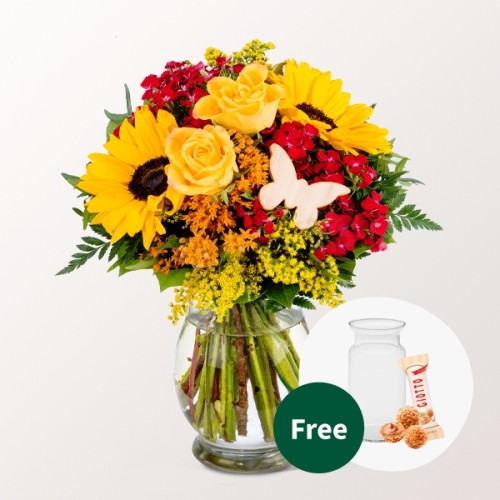 Flower Bouquet HerbstglÃ¼hen with vase & 3 Ferrero Giotto
