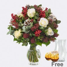 Flower Bouquet Winterlichtung with vase & 2 Ferrero Rocher