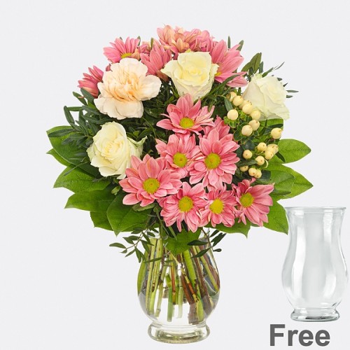 Flower bouquet spring morning with vase