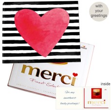 Personal greeting card with Merci: Heart (250 g)