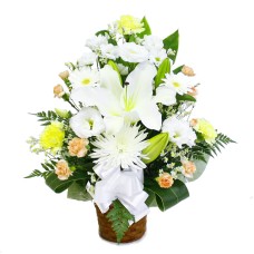Offering Arrangement Deluxe Stole White & Yellow/Orange