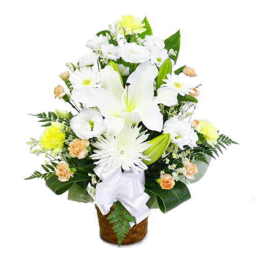 Offering Arrangement Deluxe Stole White & Yellow/Orange