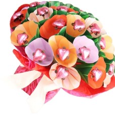 TWO DOZEN PINK HEART SURPRISE CHOCOLATE BOUQUET