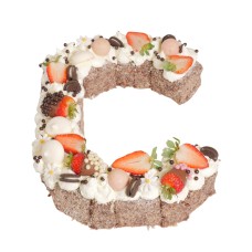Letter 'C' Chocolate Lamington Birthday Cake