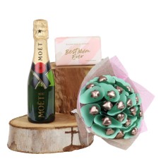 Best Mum Dark Chocolate Heart Posy And Moet