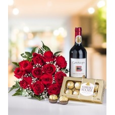 Roses Chocolates and Wine