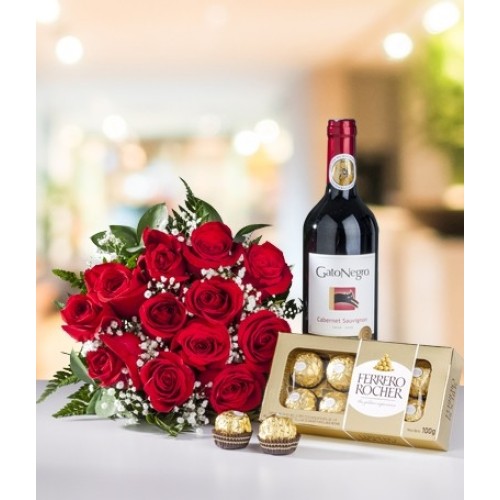Roses Chocolates and Wine