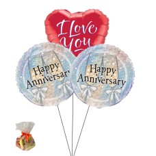 Happy Anniversary Sweet Balloon-With I Love You Balloon(Bunch Of Three)