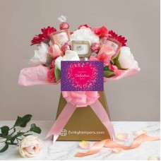 Valentines Pretty in Pink Chocolate and Yankee Candle Bouquet