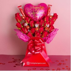 Red Roses and Lindor Valentines Day Chocolate Bouquet
