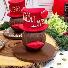 Personalised Chocolate Orange with Red Hat and Lips