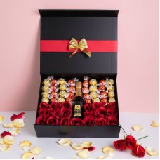 Luxury Prosecco Hamper with Red Roses and Chocolates