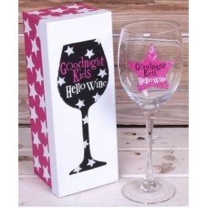 Goodnight Kids Hello Wine Glass