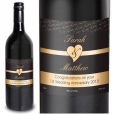 Personalised Couples Heart Red Wine