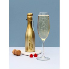 Personalised Name Only Flute & Mini Gold Bottega Prosecco Set