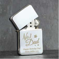 Personalised No.1 Dad Silver Lighter
