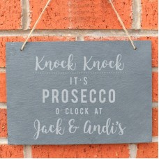 Personalised Prosecco O'Clock Large Hanging Slate Sign