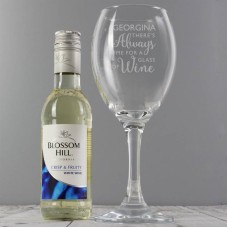 Personalised White Wine & 'Always Time for Wine' Glass Set