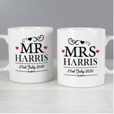 Personalised Mr and Mrs Mug Set