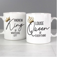 Personalised King and Queen of Everything Mug Set