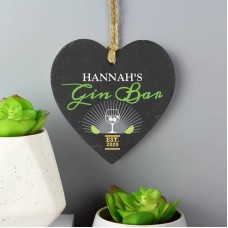 Personalised Gin Bar Slate Heart Decoration