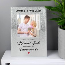Personalised Every Love Story Is Beautiful 4x4 Glitter Glass Photo Frame