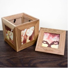 Personalised Oak Photo Cube Keepsake Box