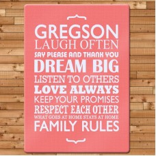 Personalised Family Rules Glass Chopping Board