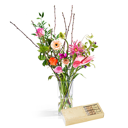 Trendy Surprise Bouquet And Leonidas Chocolates