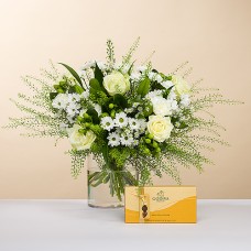 Simply White Valentine's Bouquet & Godiva Chocolates