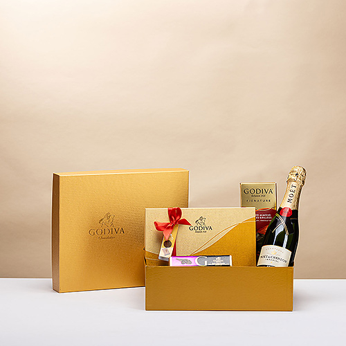 Godiva Gold Gift Box with Moet & Chandon Champagne