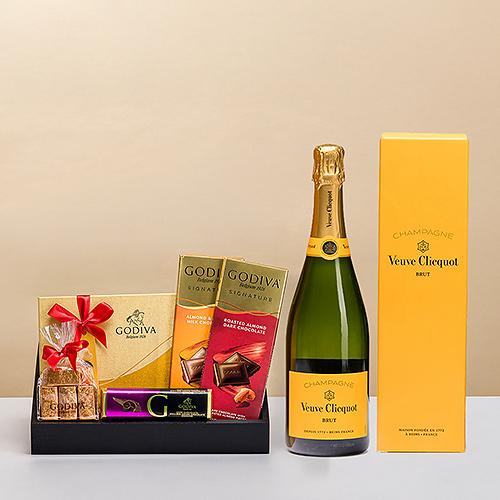 Godiva Iconic Chocolate Gift Tray with Veuve Clicquot