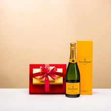 Godiva Red Velvet Gift Tower with Veuve Clicquot