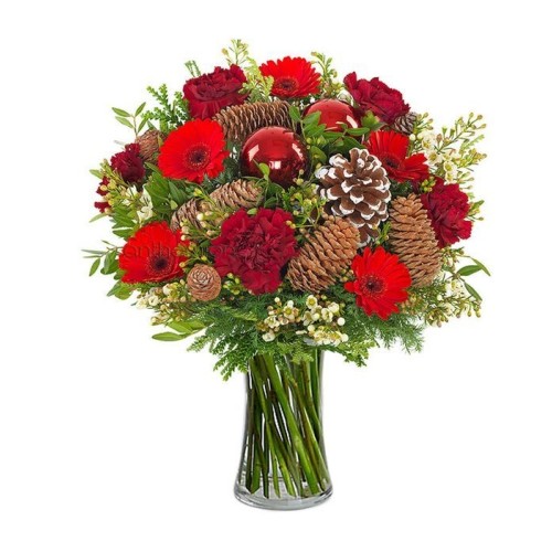 Red Bouquet with pine cones (Basic)