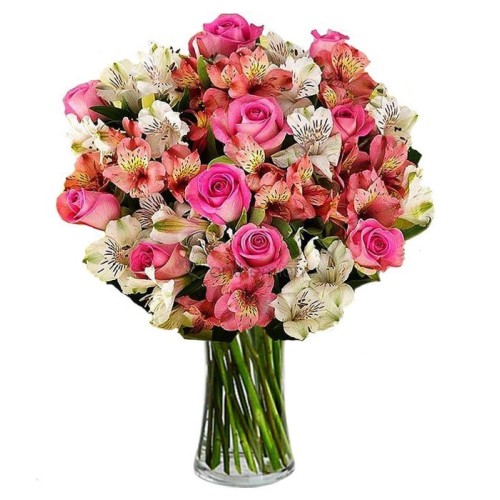 Roses and alstroemeries bouquet (Basic)