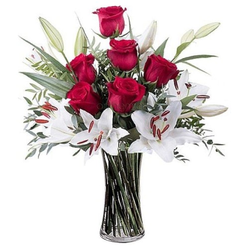 Elegant bouquet with lilies and roses (Basic)