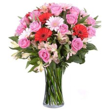 Artemis with pink gerberas