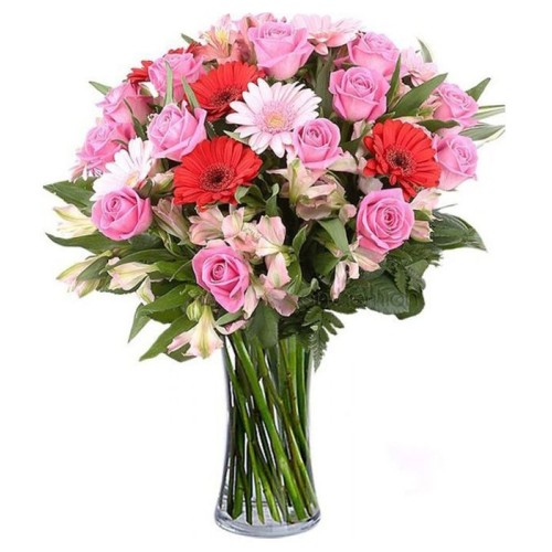 Artemis with pink gerberas