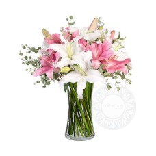 Pink and white lilies bouquet (Basic)