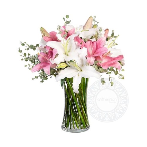 Pink and white lilies bouquet (Basic)