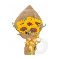Bouquet of sunflowers in burlap (Basic)