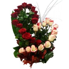 Tall Heart Shaped Rose Arrangement