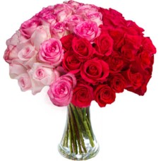 Bouquet Of 48 Gorgeous Roses In Vase