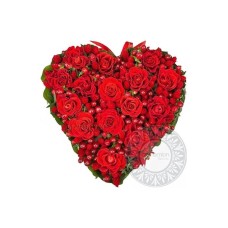 Heart with roses and hypericoum